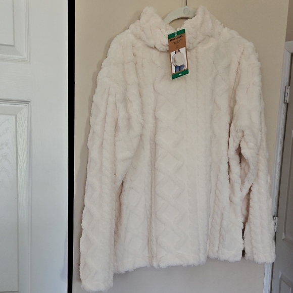 EDDIE BAUER Cable Fleece Pullover Ivory XL - Picture 5 of 9